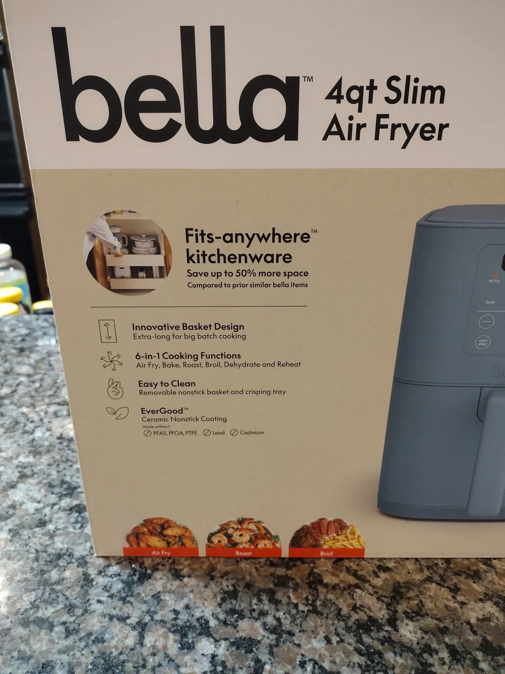 Bella 4qt Slim Air Fryer Surf ( Light Blue) new in box